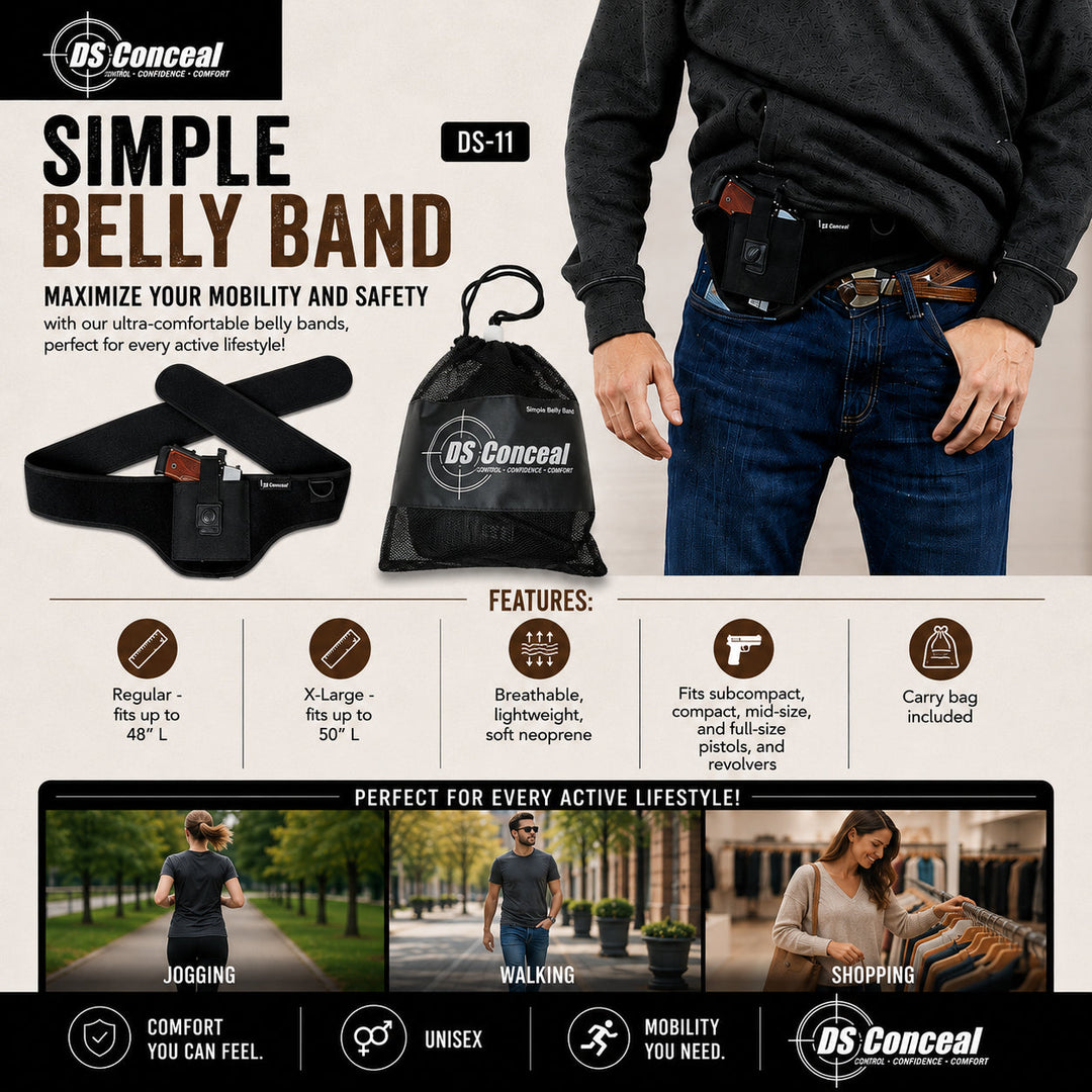 Simple Belly Band Holster for Concealed Carry — Lightweight, Breathable CCW Band for Women and Men
