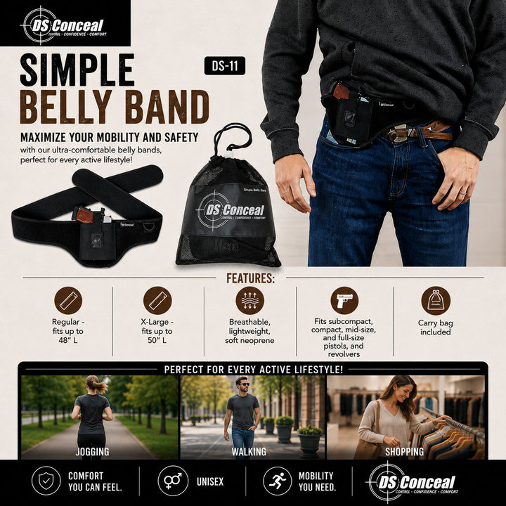 Simple Belly Band Holster for Concealed Carry — Lightweight, Breathable CCW Band for Women and Men