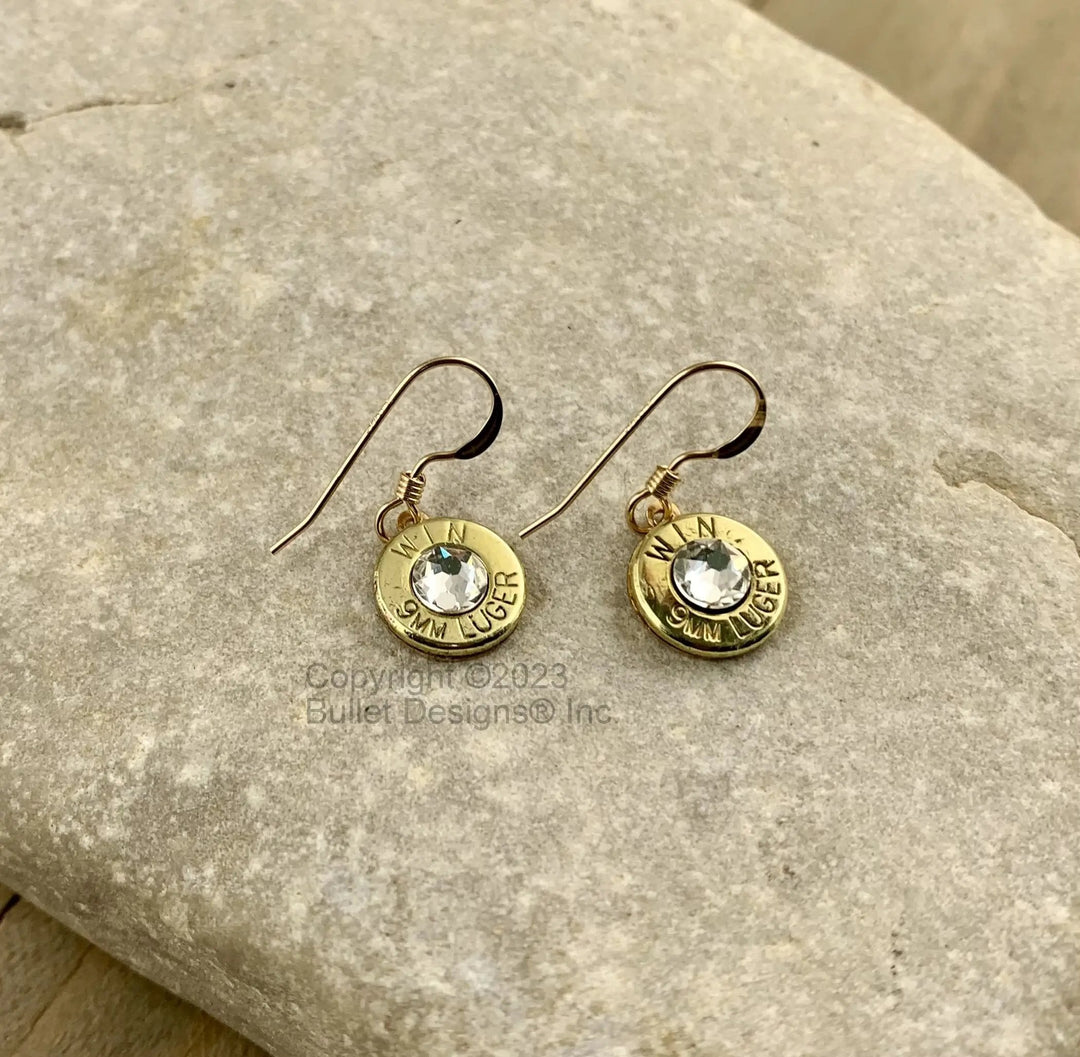 Bullet Earrings, Simply Dangle GOLD plated Stainless Steel, Lightweight, Custom Jewelry, 9mm, 223, 40 Caliber, AK-47, 38 Special, 308, 30-06, 45 Auto 44 Mag