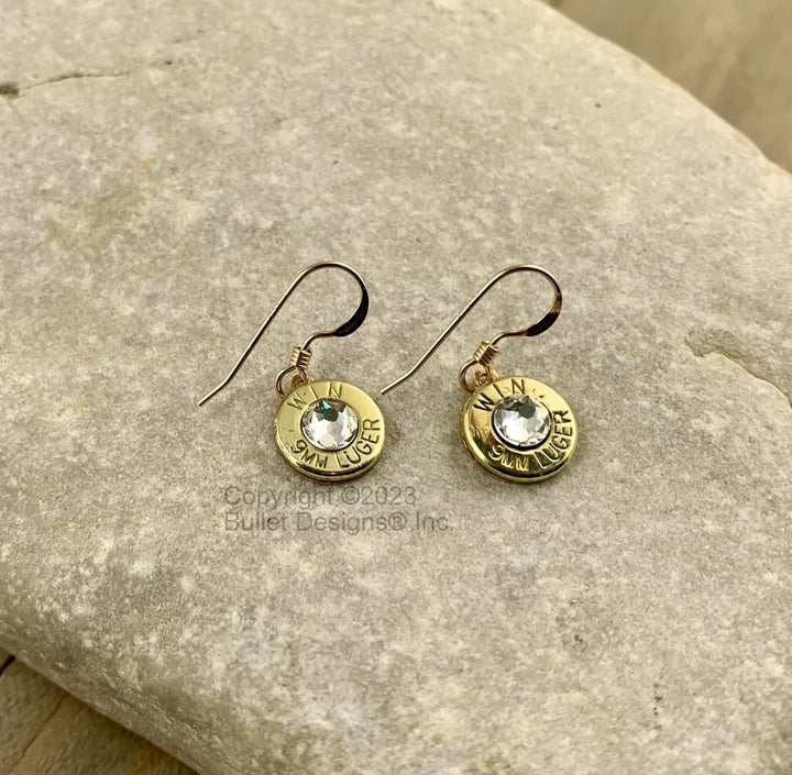 Bullet Earrings, Simply Dangle GOLD plated Stainless Steel, Lightweight, Custom Jewelry, 9mm, 223, 40 Caliber, AK-47, 38 Special, 308, 30-06, 45 Auto 44 Mag