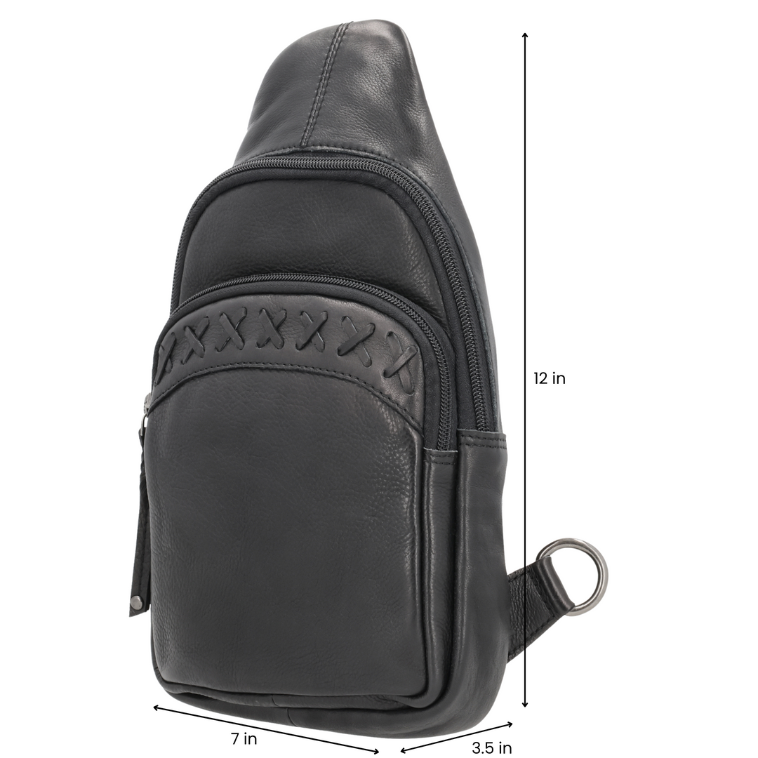 Concealed Carry Unisex Taylor Leather Sling Backpack Sling for Women — Ambidextrous CCW Bag with Universal Holster