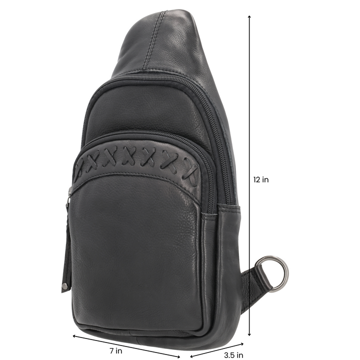 Concealed Carry Unisex Taylor Leather Sling Backpack Sling for Women — Ambidextrous CCW Bag with Universal Holster