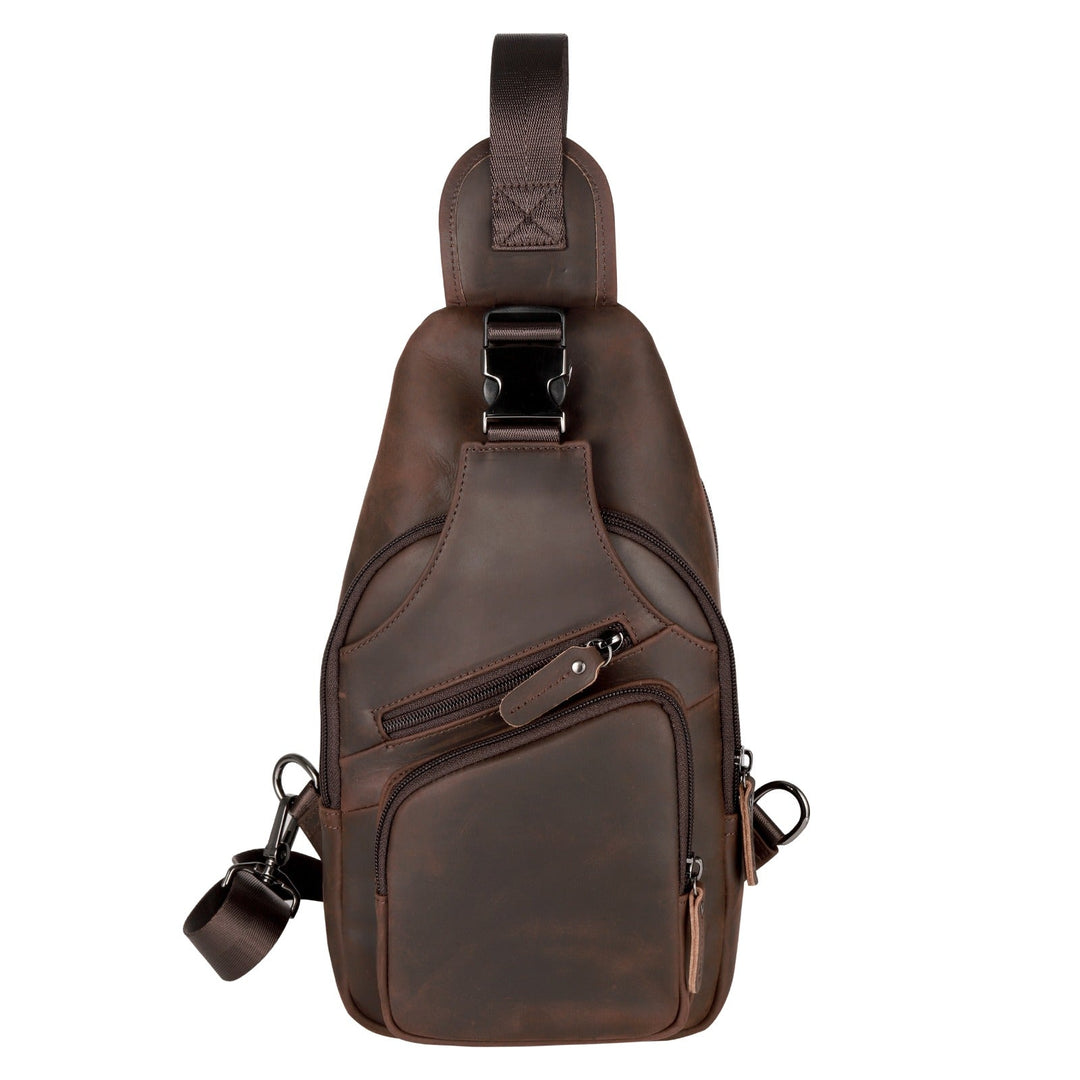 Concealed Carry Xander Leather Sling by DS Conceal — Unisex CCW Sling Bag with YKK Locking Zipper, Universal Holster & Rapid Draw Access