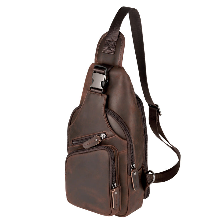 Concealed Carry Xander Leather Sling by DS Conceal — Unisex CCW Sling Bag with YKK Locking Zipper, Universal Holster & Rapid Draw Access