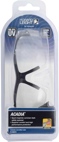 Howard Leight Acadia Glasses - Black Frame/clear Lens