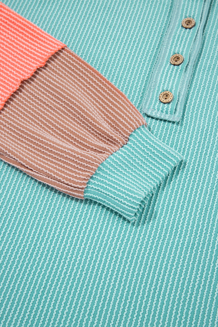 Aria Knit Colorblock Henley Top