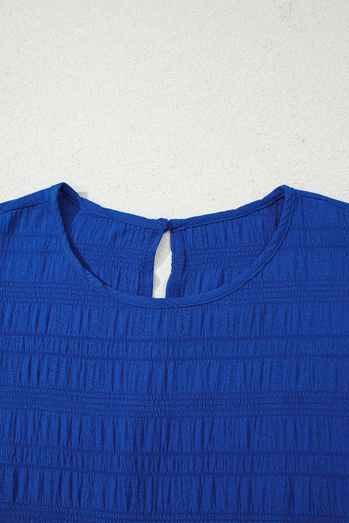 Claire Textured Flutter Sleeve Ruffled Mini Dress