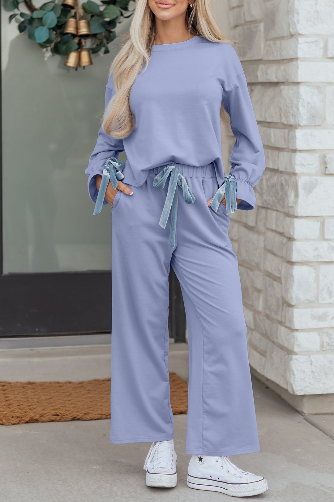 Rory Beau Flounce Long Sleeve Lounge Set