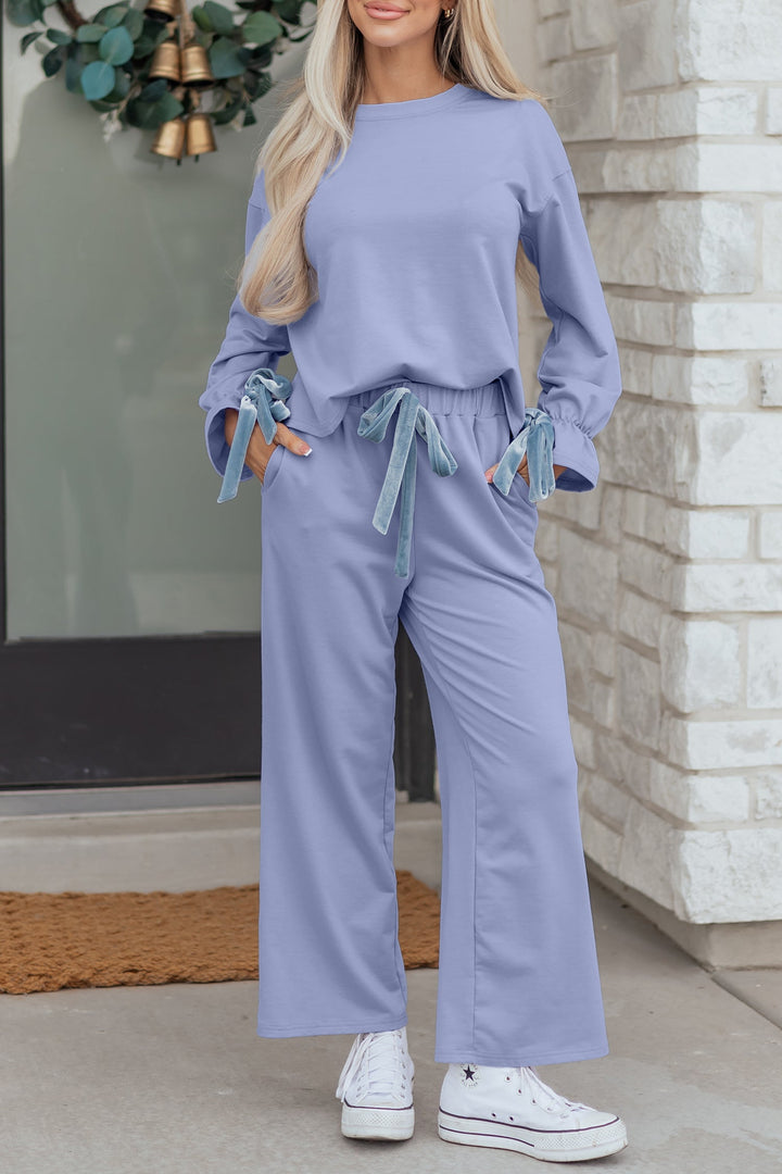 Rory Beau Flounce Long Sleeve Lounge Set