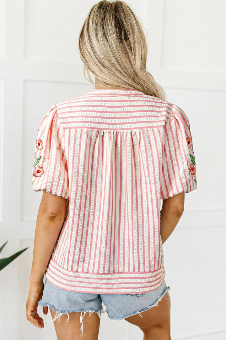 Imani Embroidered Puff Sleeve Blouse
