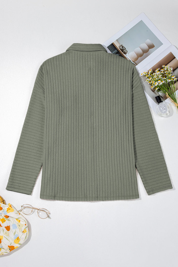 Lucia Ribbed Texture Button Up Shacket