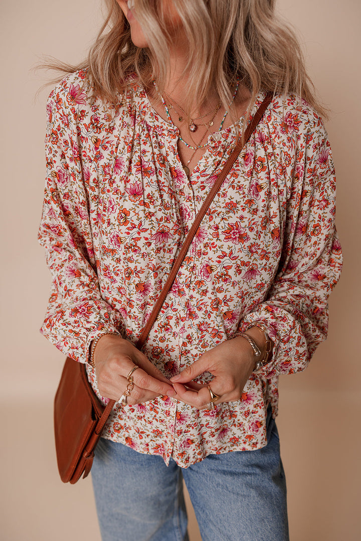 Carter Notched Puff Sleeve Blouse
