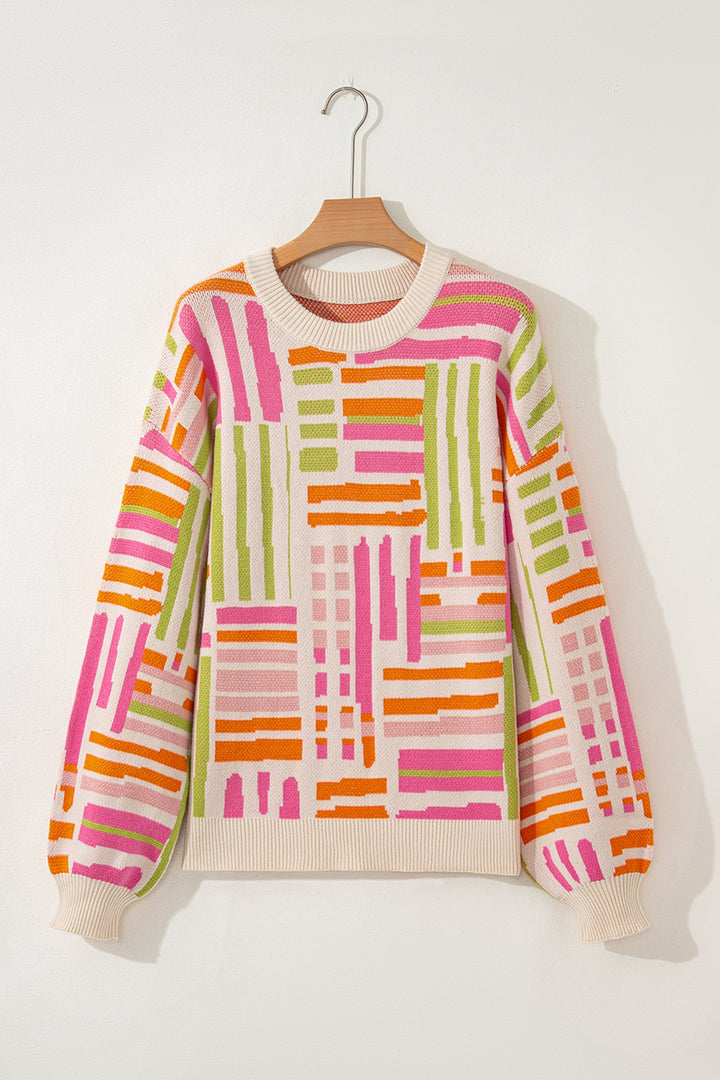 Tru Pattern Puff Sleeve Sweater