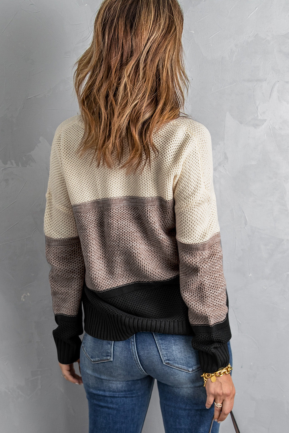Jianna Netted Texture Pullover Sweater