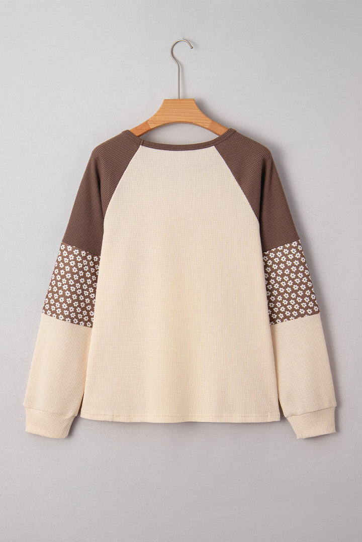 Emmeline Patchwork Color Block Long Sleeve Top