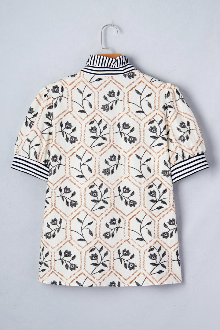 Hayden Patchwork Short Sleeve Blouse