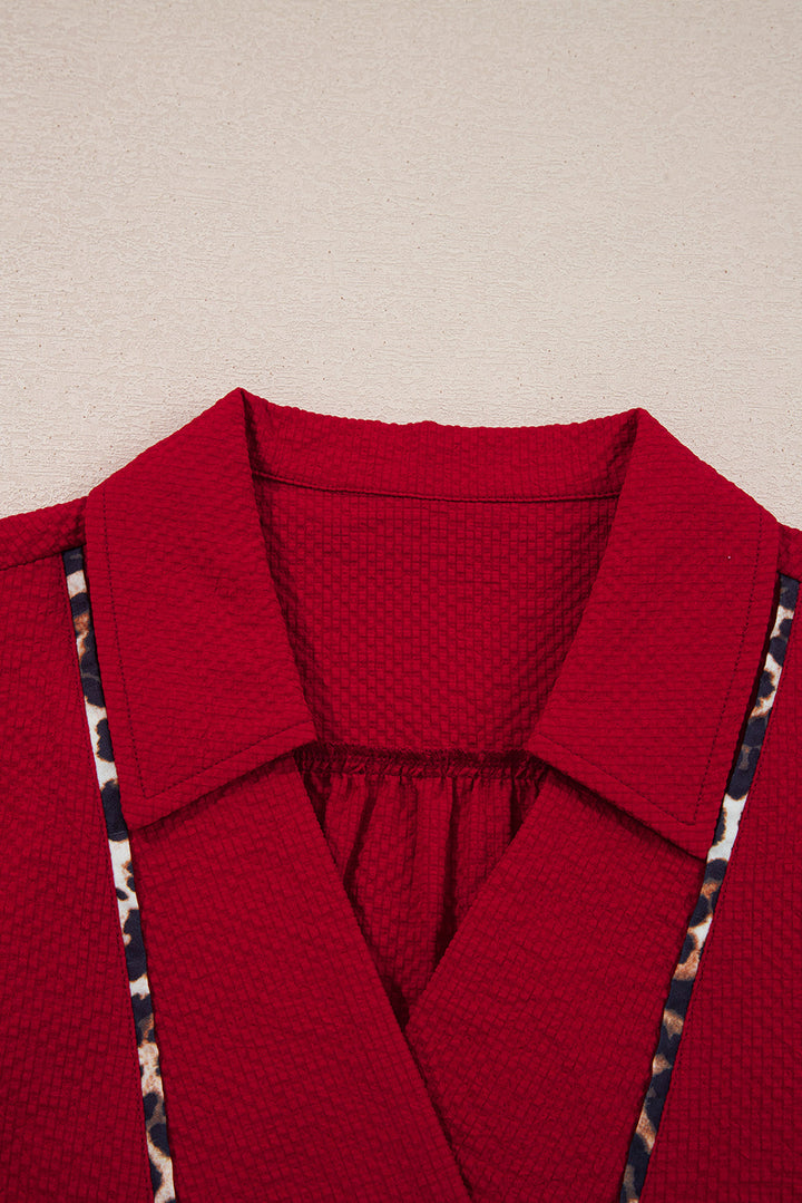 Alma Contrasted Trim Textured Blouse