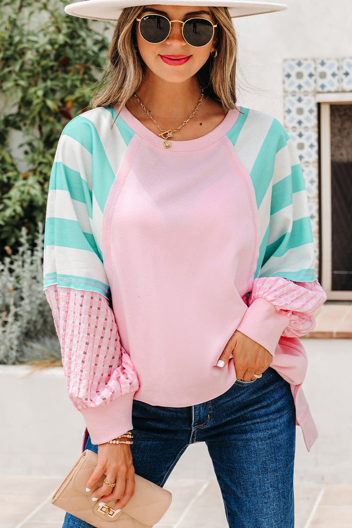 Vanessa Patchwork Raglan Pullover Top