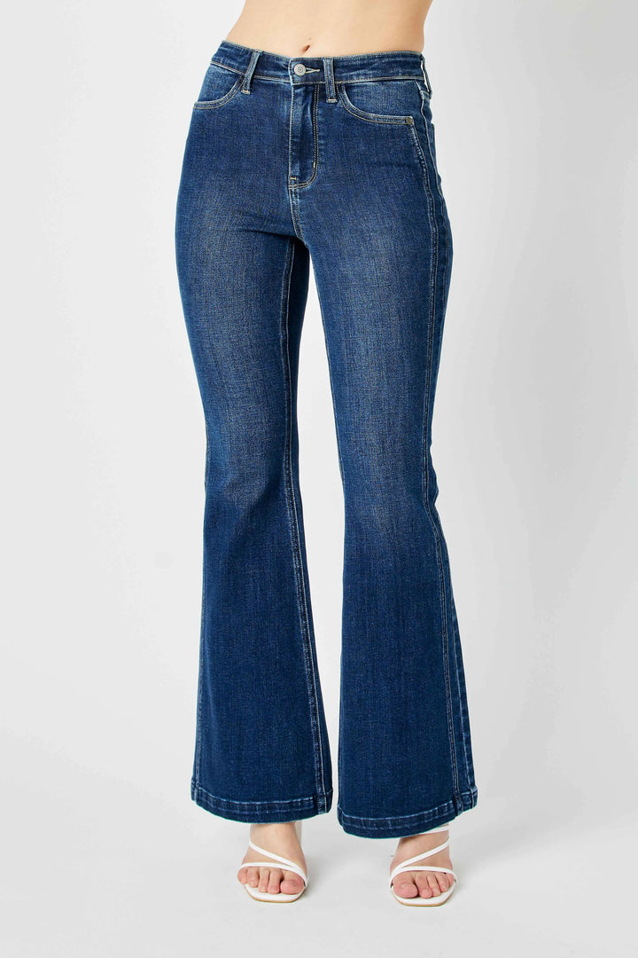 Judy Blue Full Size Hw Angled Side Seam Detail Flare Jeans