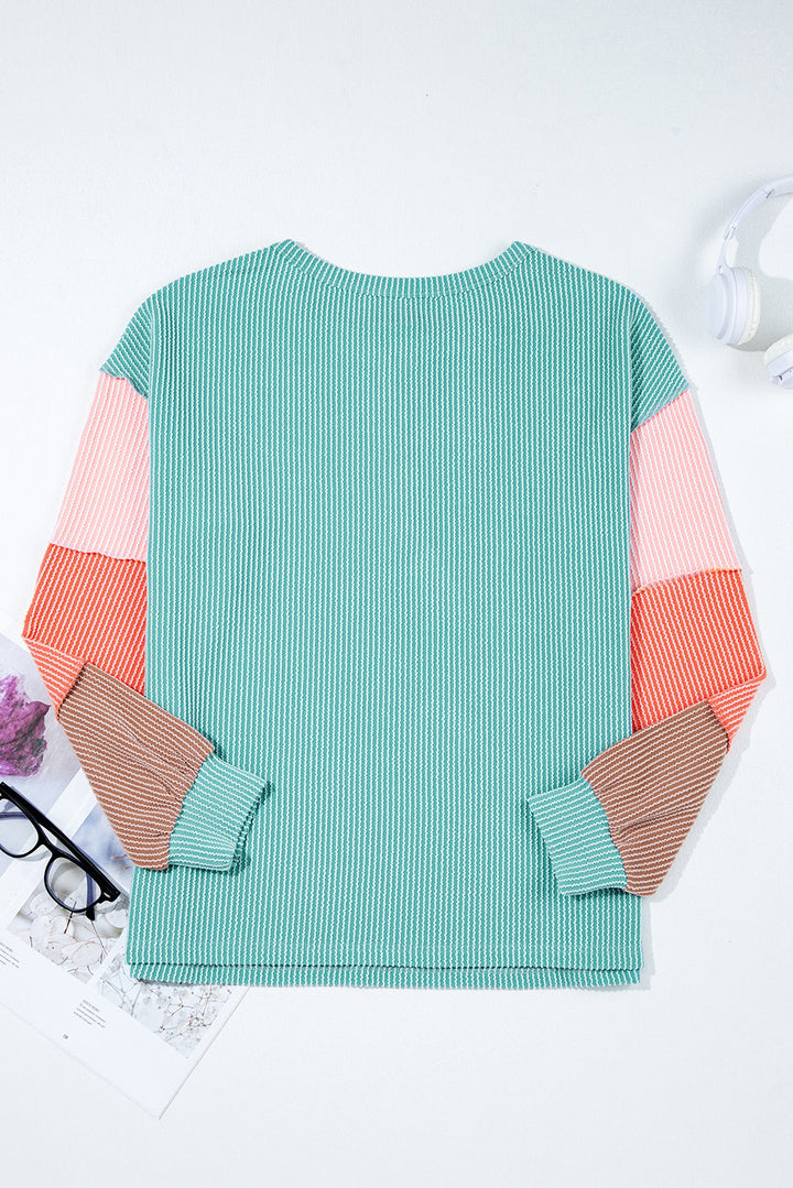 Aria Knit Colorblock Henley Top