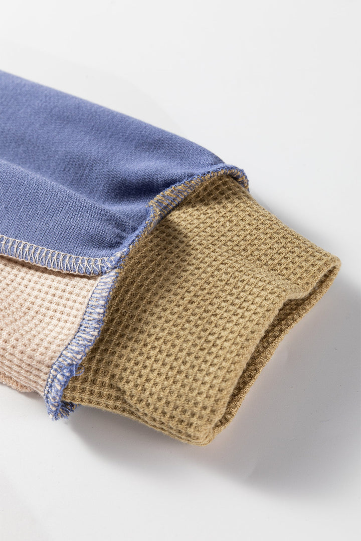 Alaina Waffle Patchwork Oversize Sweatshirt