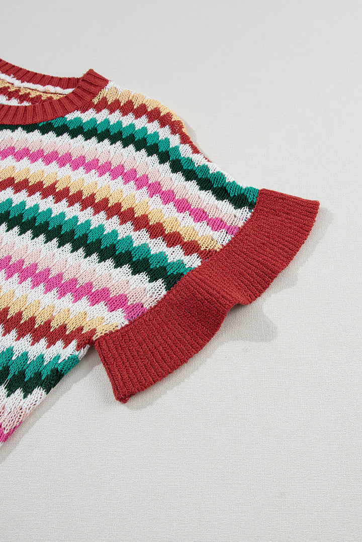 Molly Sleeve Colorful Textured Sweater