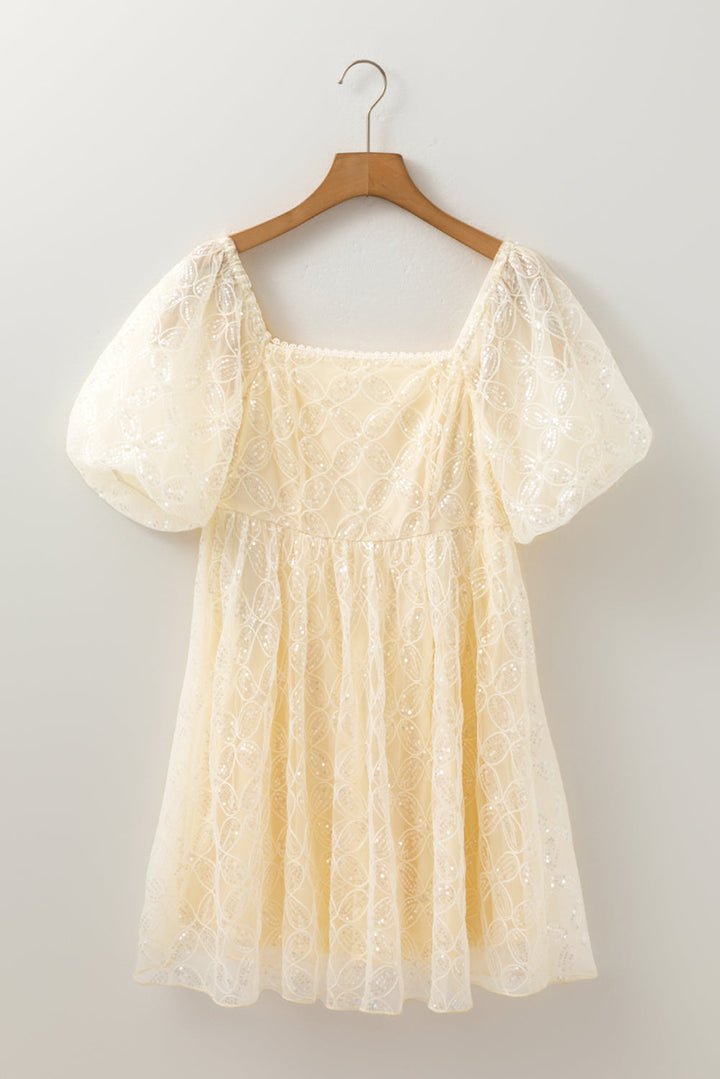 Winter Bubble Sleeve Square Dress