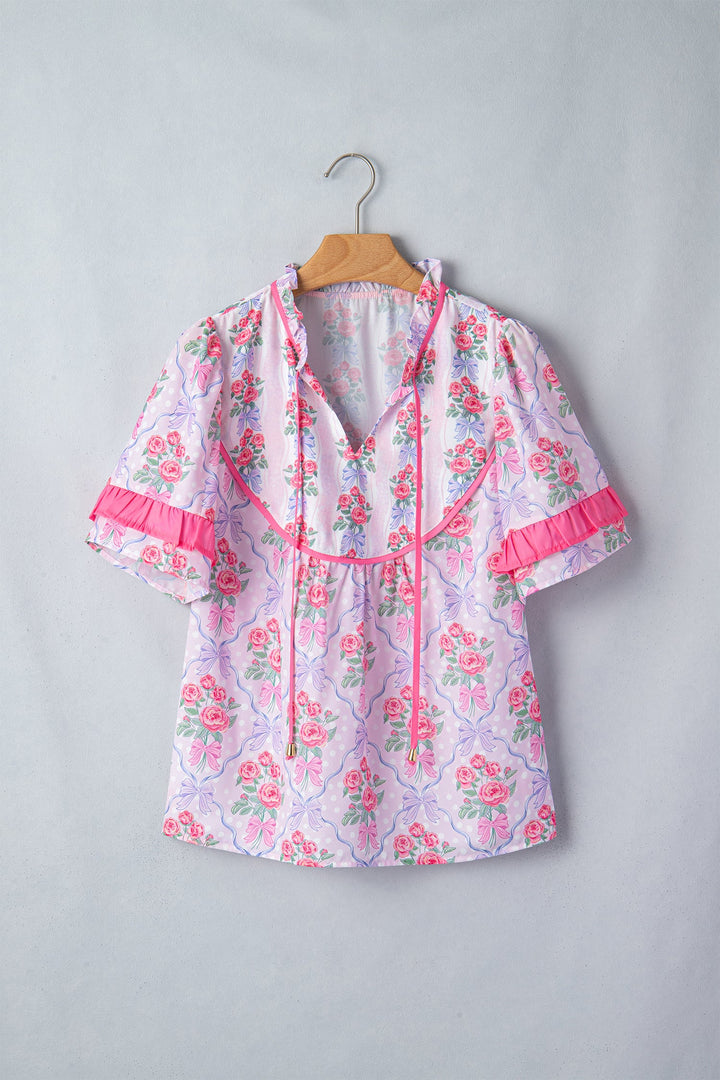 Keyla Ruffled Short Sleeve Blouse
