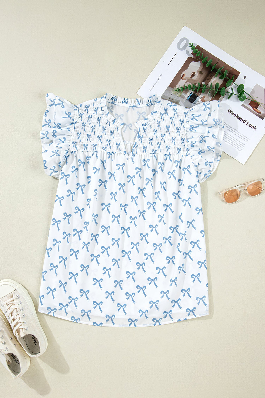Melody Short Sleeve Bow PLUS Top
