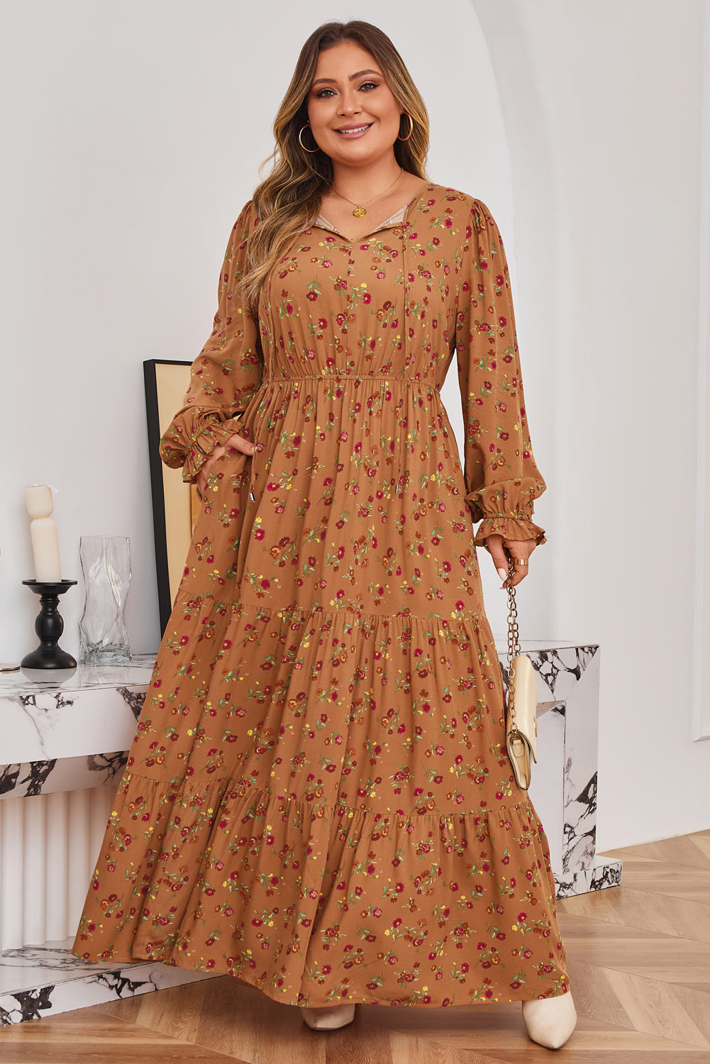 Charleigh Sleeve Tiered Maxi PLUS Dress