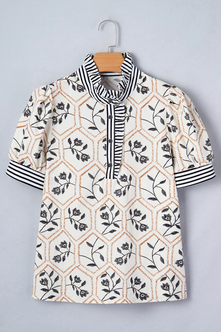 Hayden Patchwork Short Sleeve Blouse