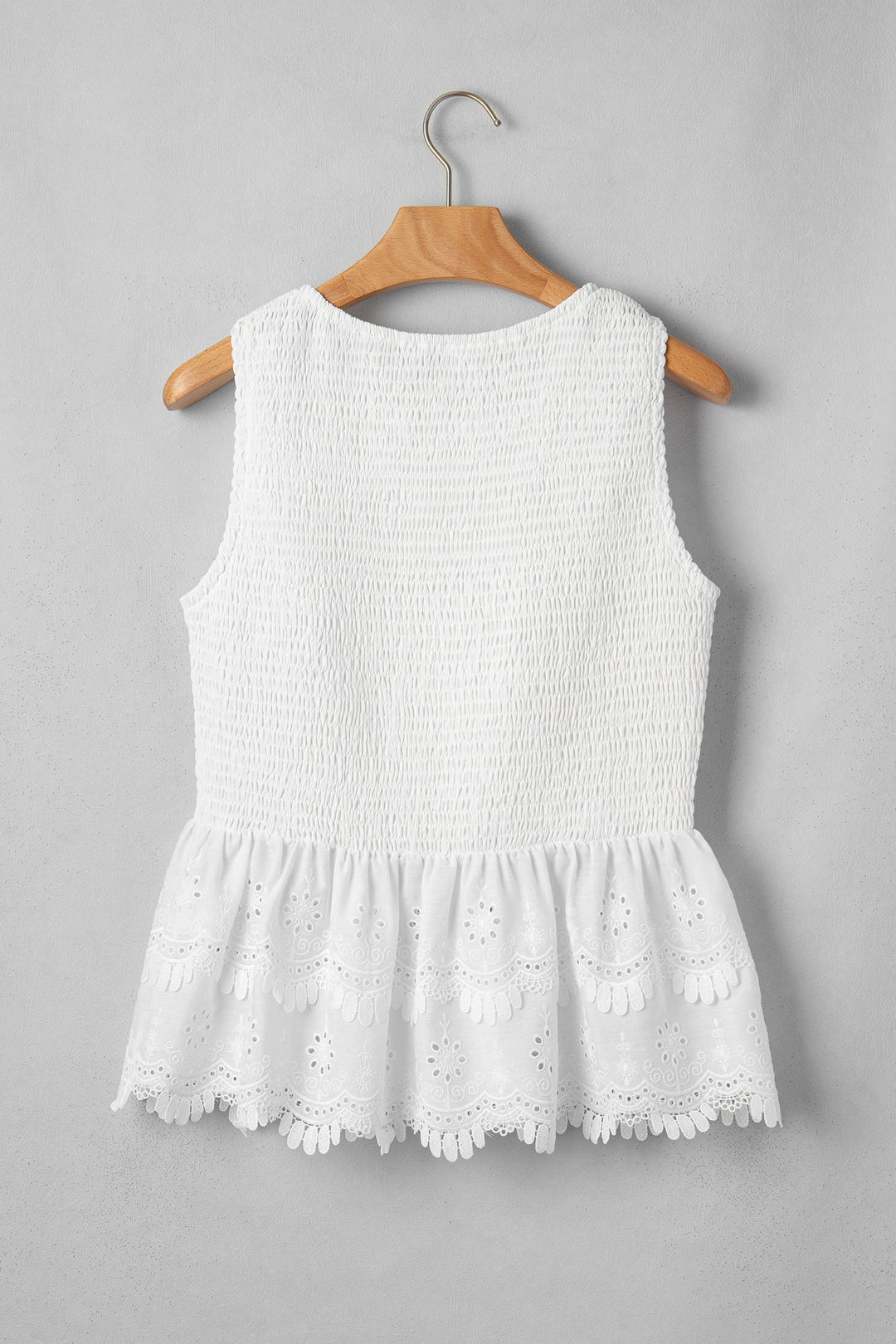 Danielle Smocked Lace Peplum Top