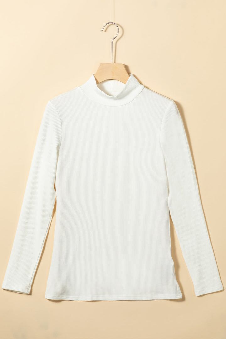 Adelyn Ribbed Knit High Long Sleeve Top