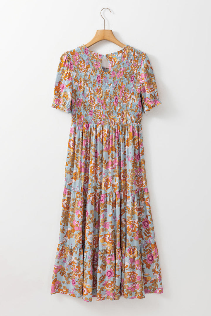 Wynter Smocked Flowy Ruffle Dress