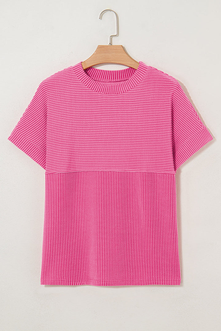 Madison Plain Corded Knit Mock Neck Top