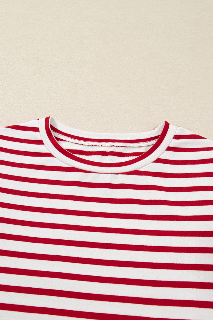 Meilani Stripe Ruffle Trim Long Sleeve Top