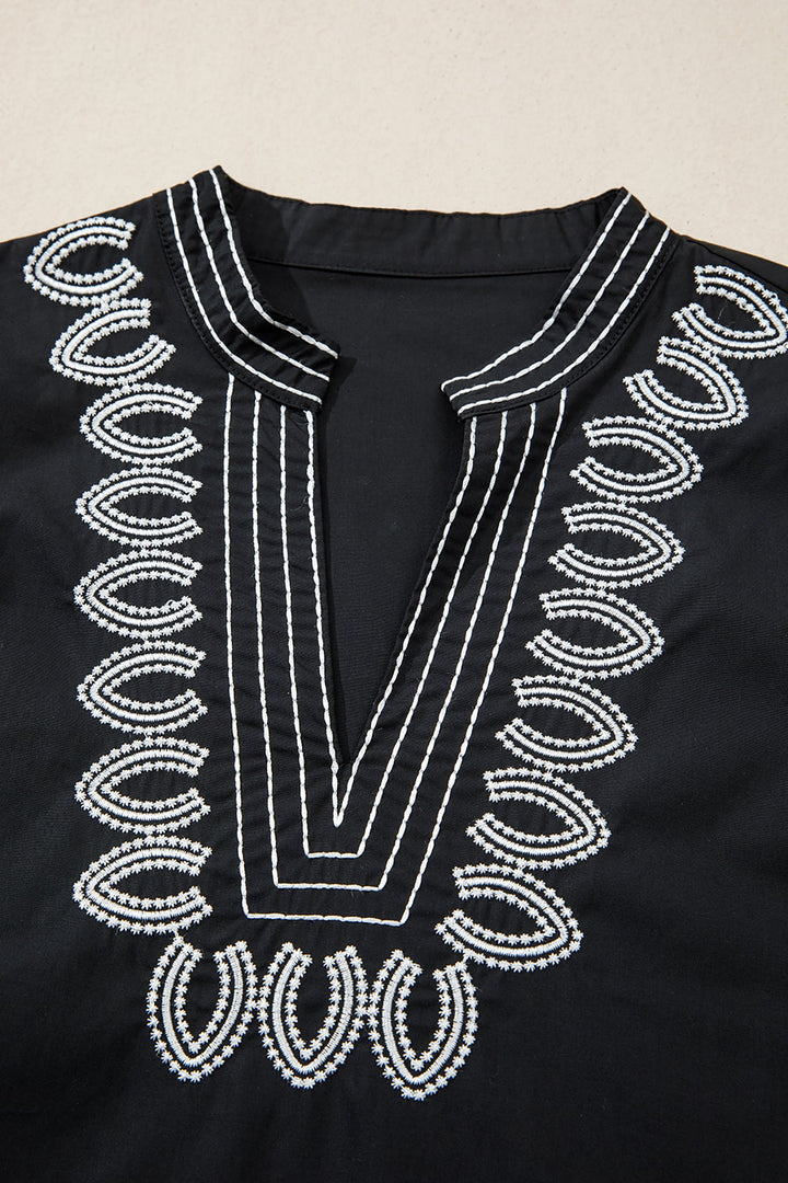 Raelynn Contrast Embroidered Detail Blouse