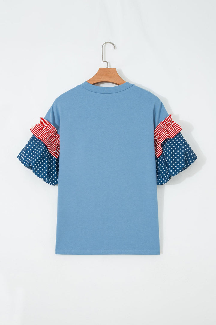 Henley Short Puff Sleeve Top