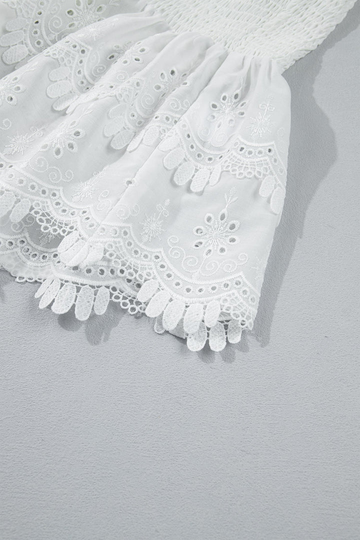 Danielle Smocked Lace Peplum Top