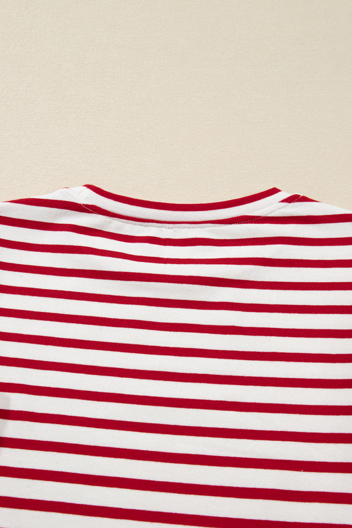 Meilani Stripe Ruffle Trim Long Sleeve Top