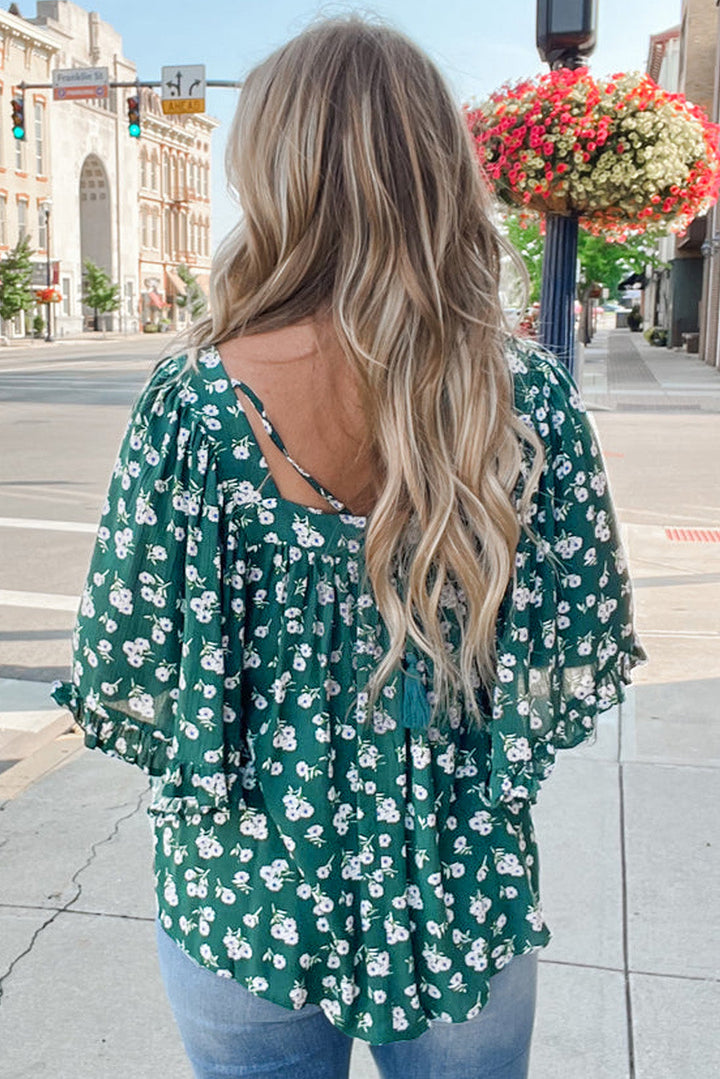 Adelynn Square Ruffled Trim PLUS Blouse
