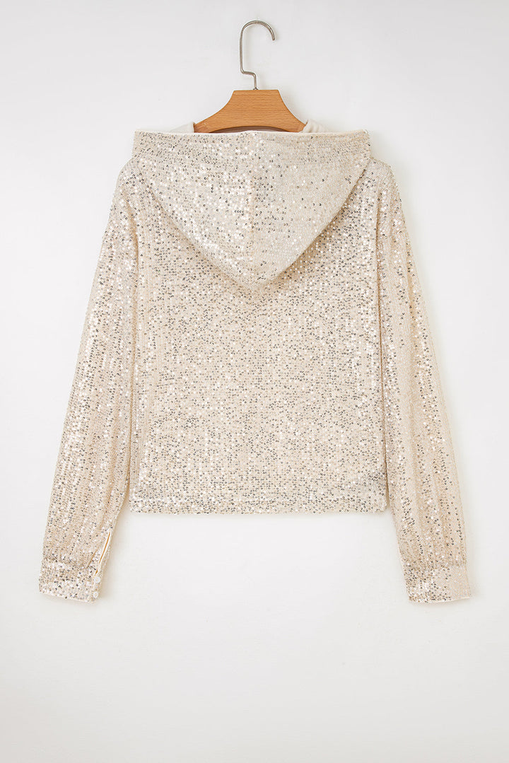 Stella Stream Sequin Hooded Long Sleeve Top