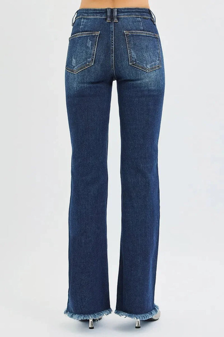 RISEN Full Size Tummy Control Mid Rise Flare Jeans Plus Size