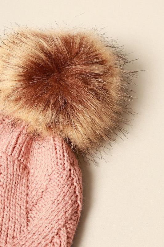 Winter Satin Lined Chevron Knit Beanie Hat
