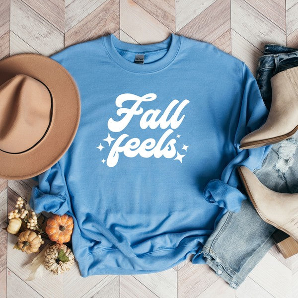 Fall Feels Stars Graphic Sweatshirt at LovaMe Boutique Sky Blue
