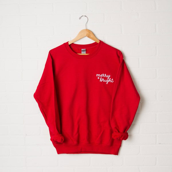 Merry And Bright Embroidered Sweatshirt
