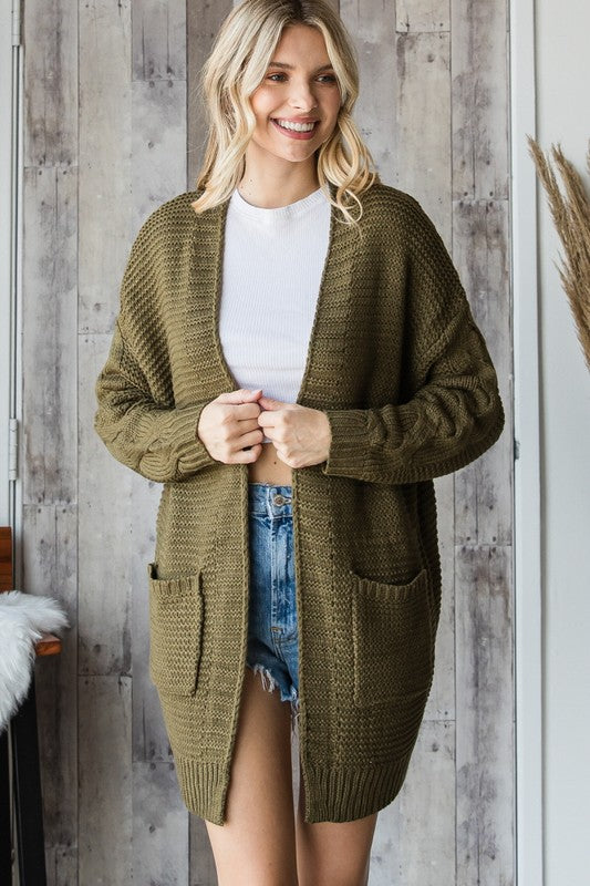 Amber Knit Cardigan in Olive