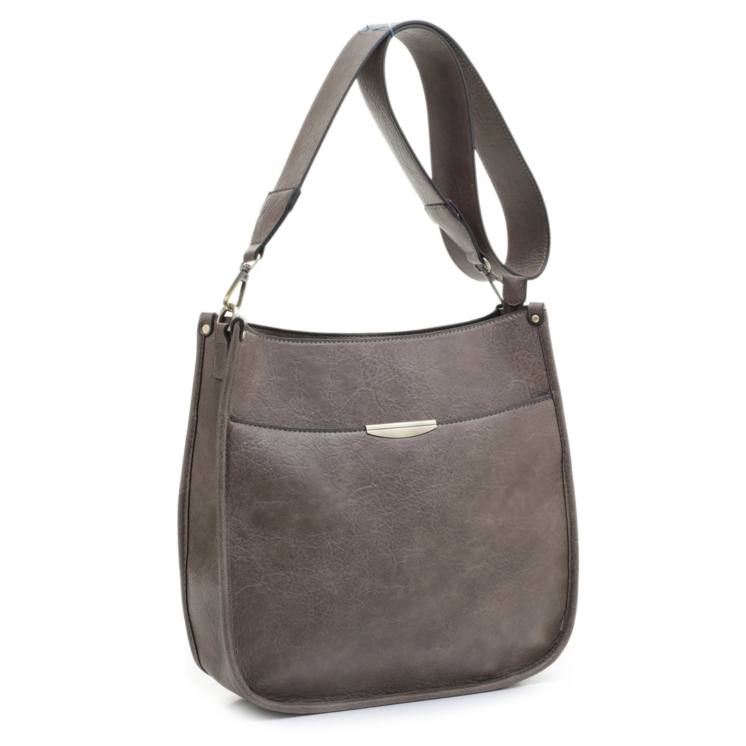 Ava Crossbody Concealed Carry Handbag by Jessie James at LovaMe Boutique in grey.