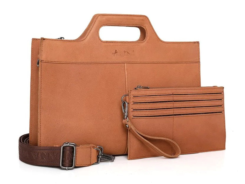 Genuine Leather Laptop Case By Montana West For Concealed Carry