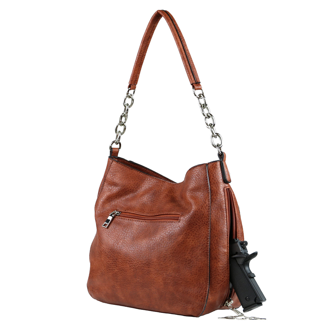 Ashley Chain Hobo - Concealed Carry Mahogany